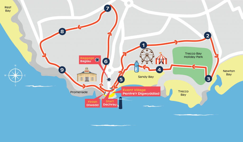 Porthcawl 10K course map
