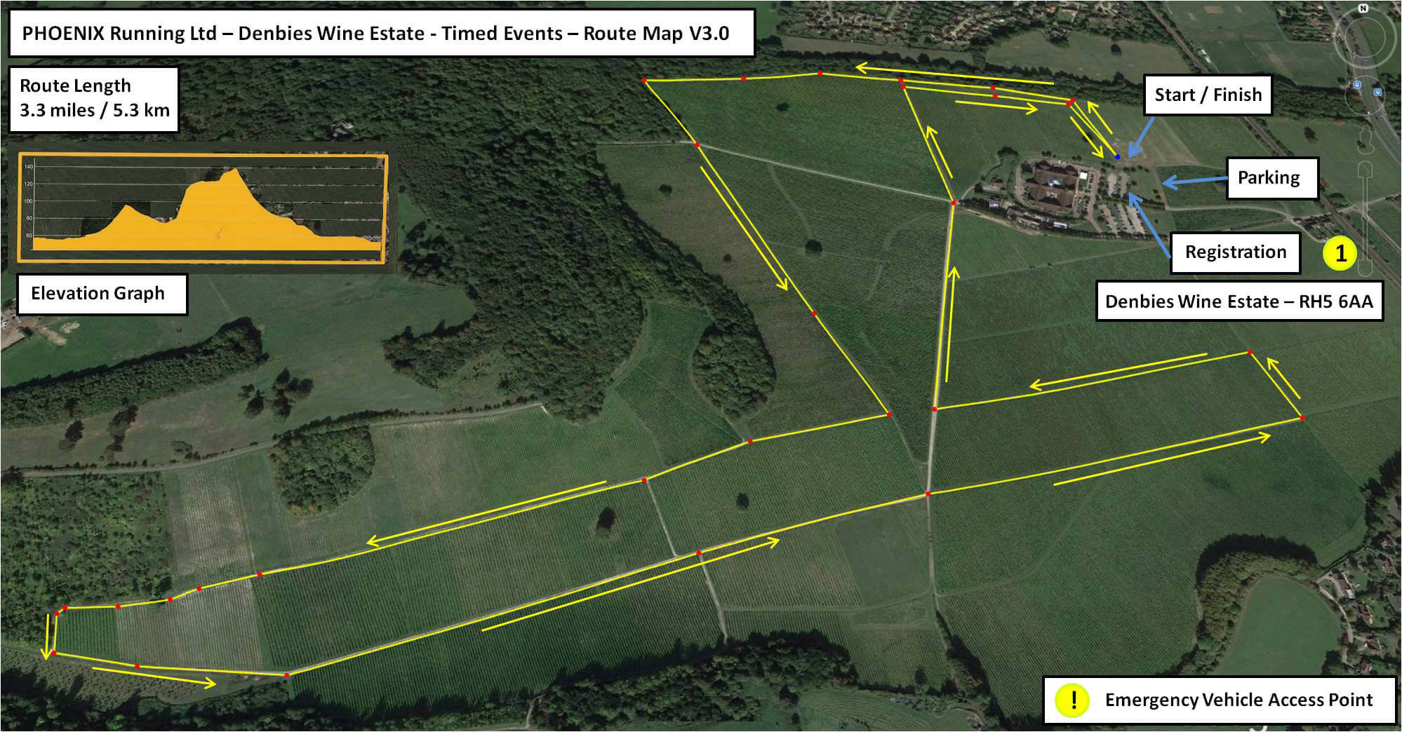 Phoenix Running - Westhumble - Marathon course map