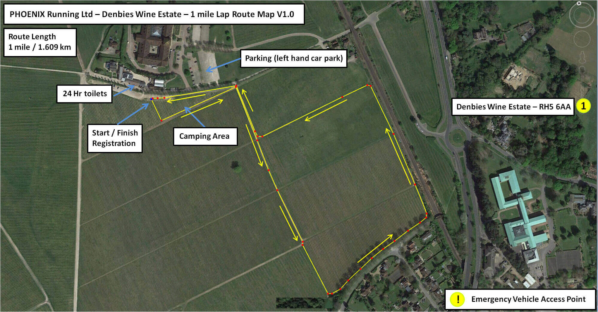 Denbies Marathon & Half Marathon 2026 course map