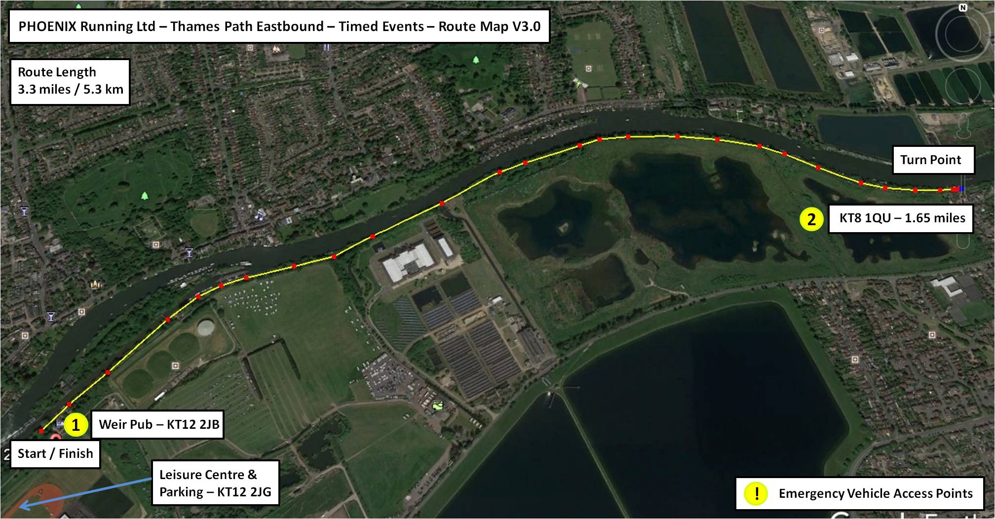 Phoenix Running - Walton-on-Thames - Marathon course map