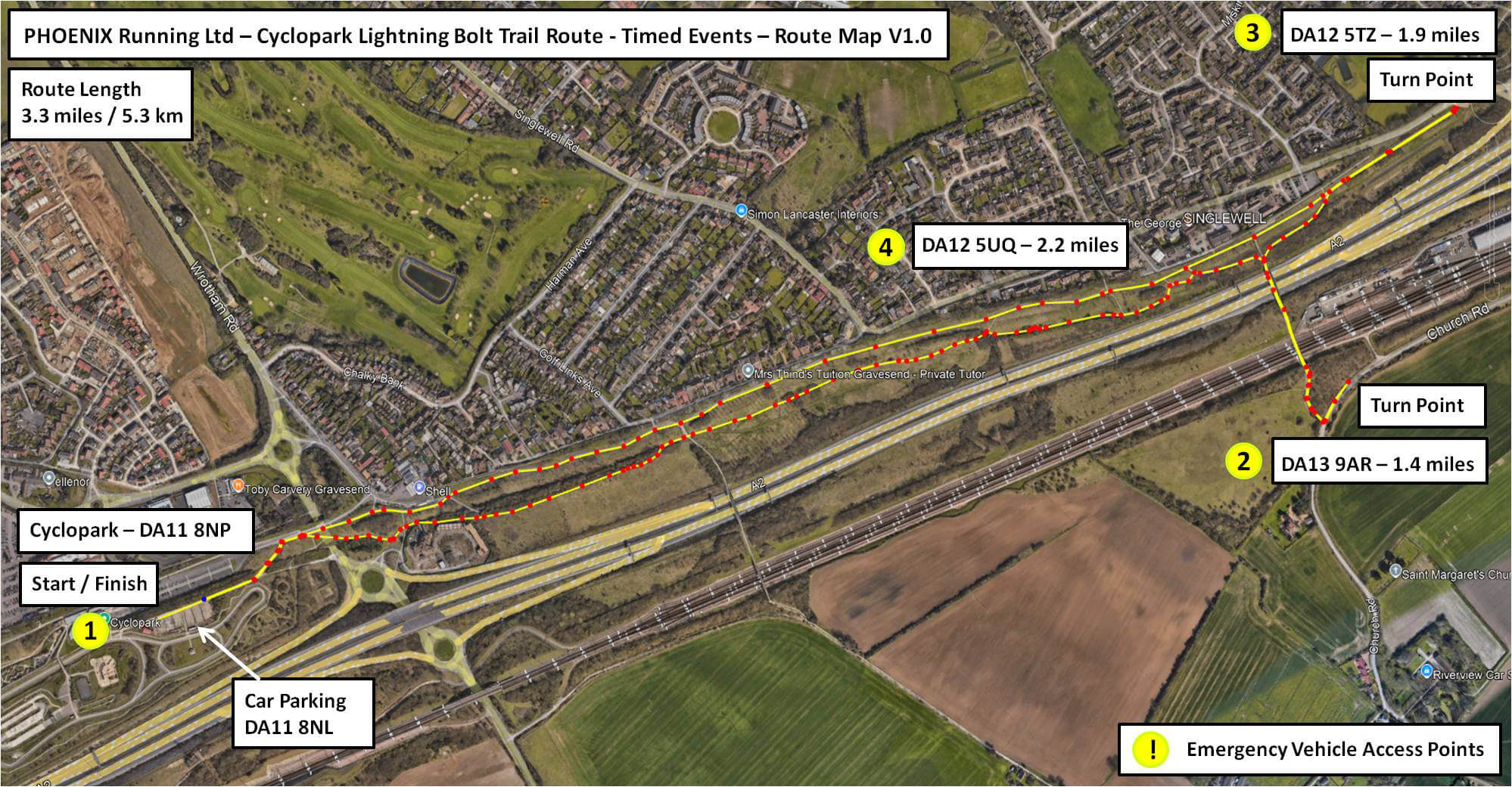 Phoenix Running - Northfleet - Marathon course map