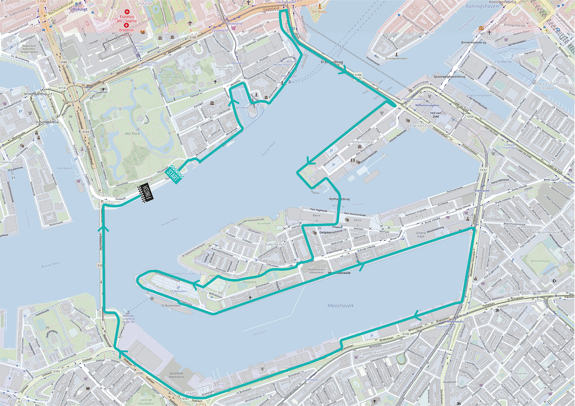Maastunnelloop - 10 km course map