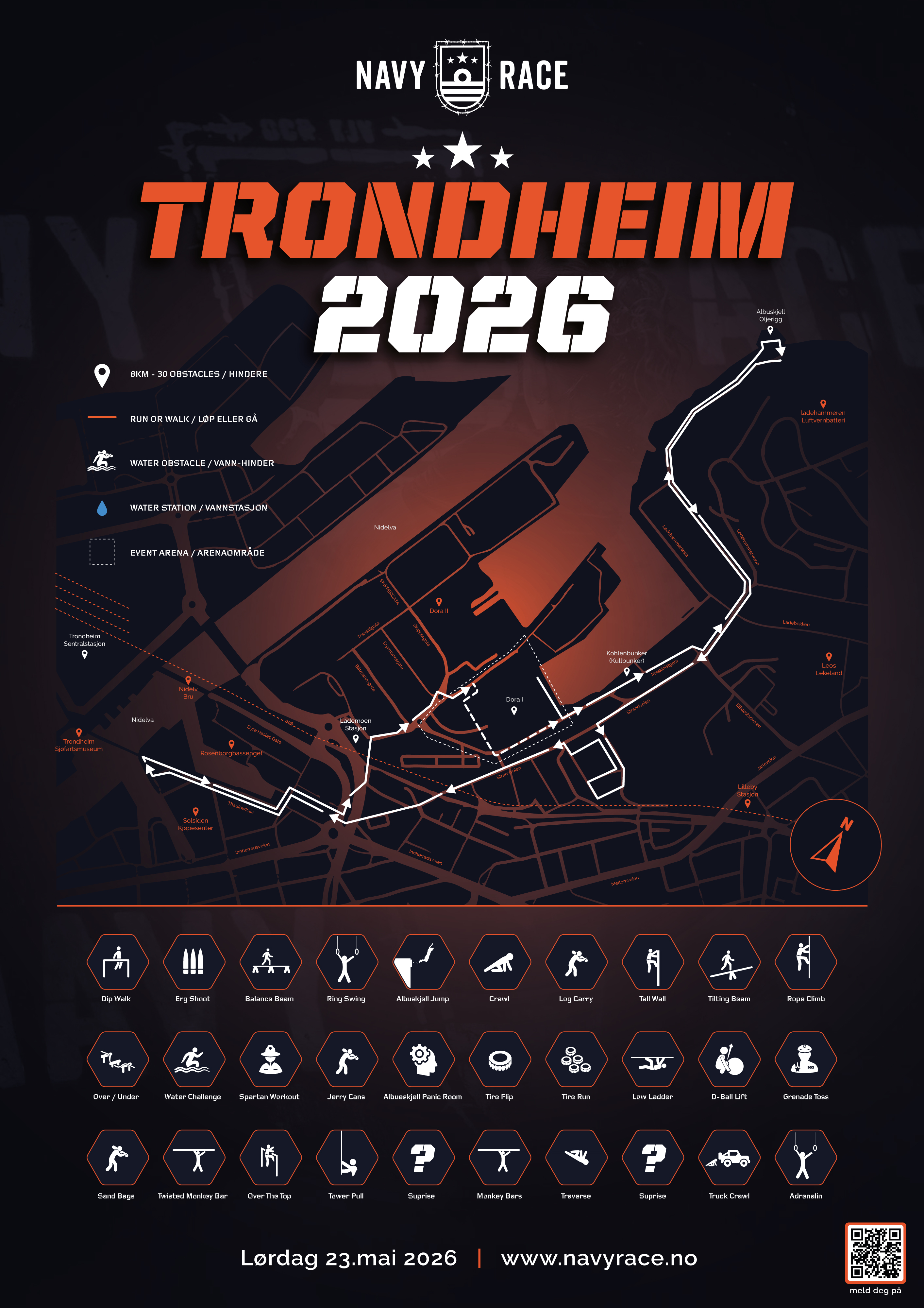 Navy Race Trondheim - 8 km course map