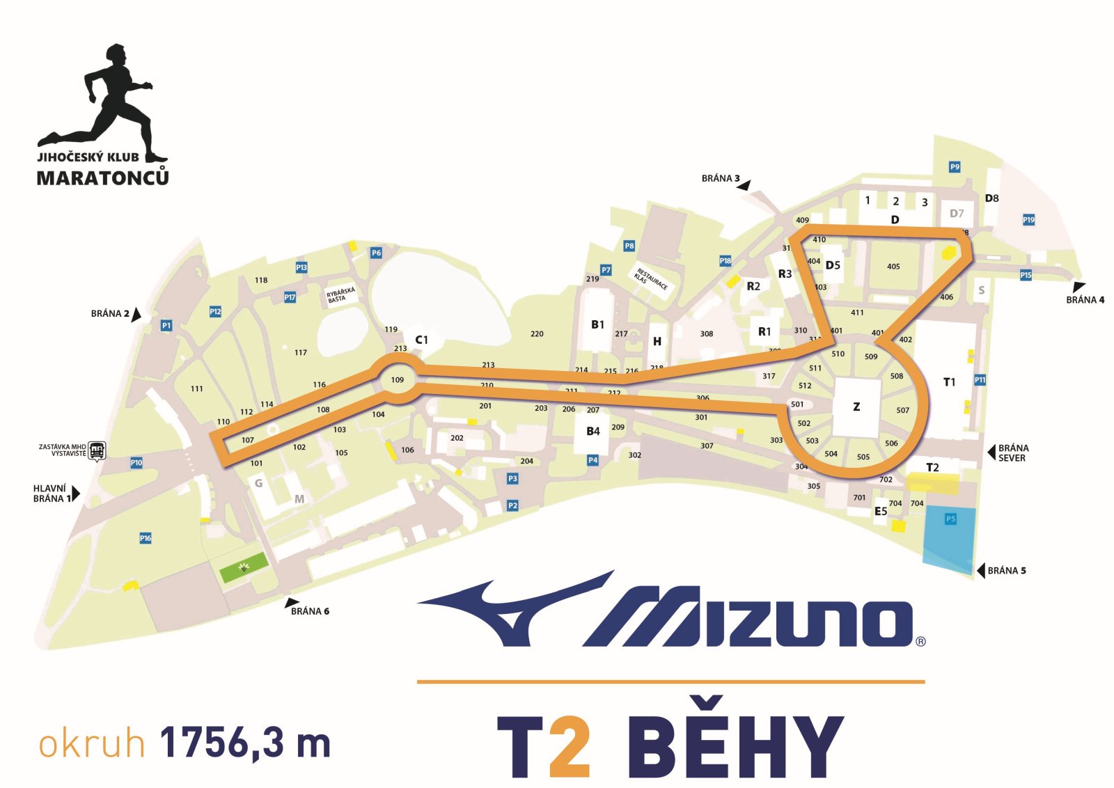 T2 běhy - České Budějovice - 50 km course map