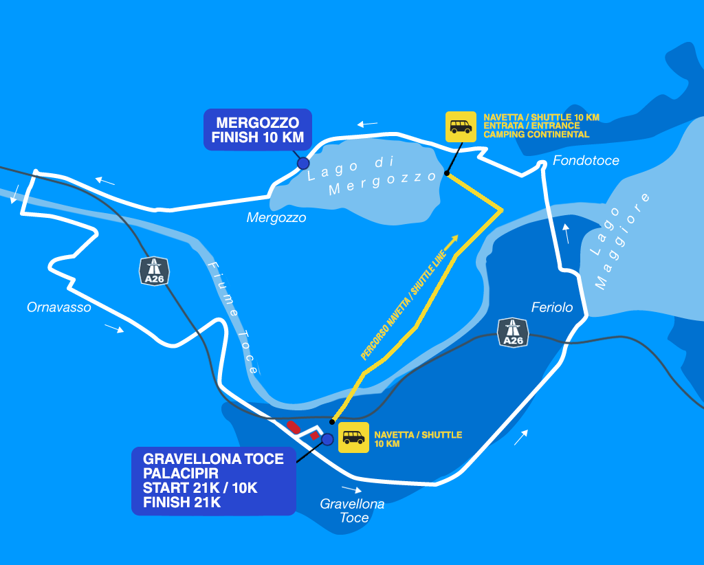 Mezza Due Laghi - Half Marathon course map