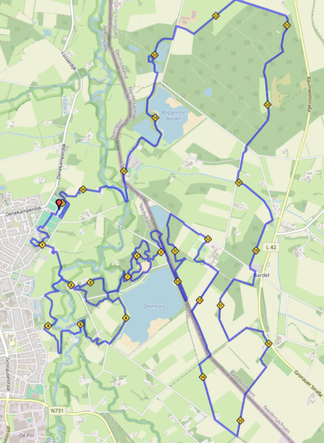 Twentse Smokkeltrail - 27 km course map
