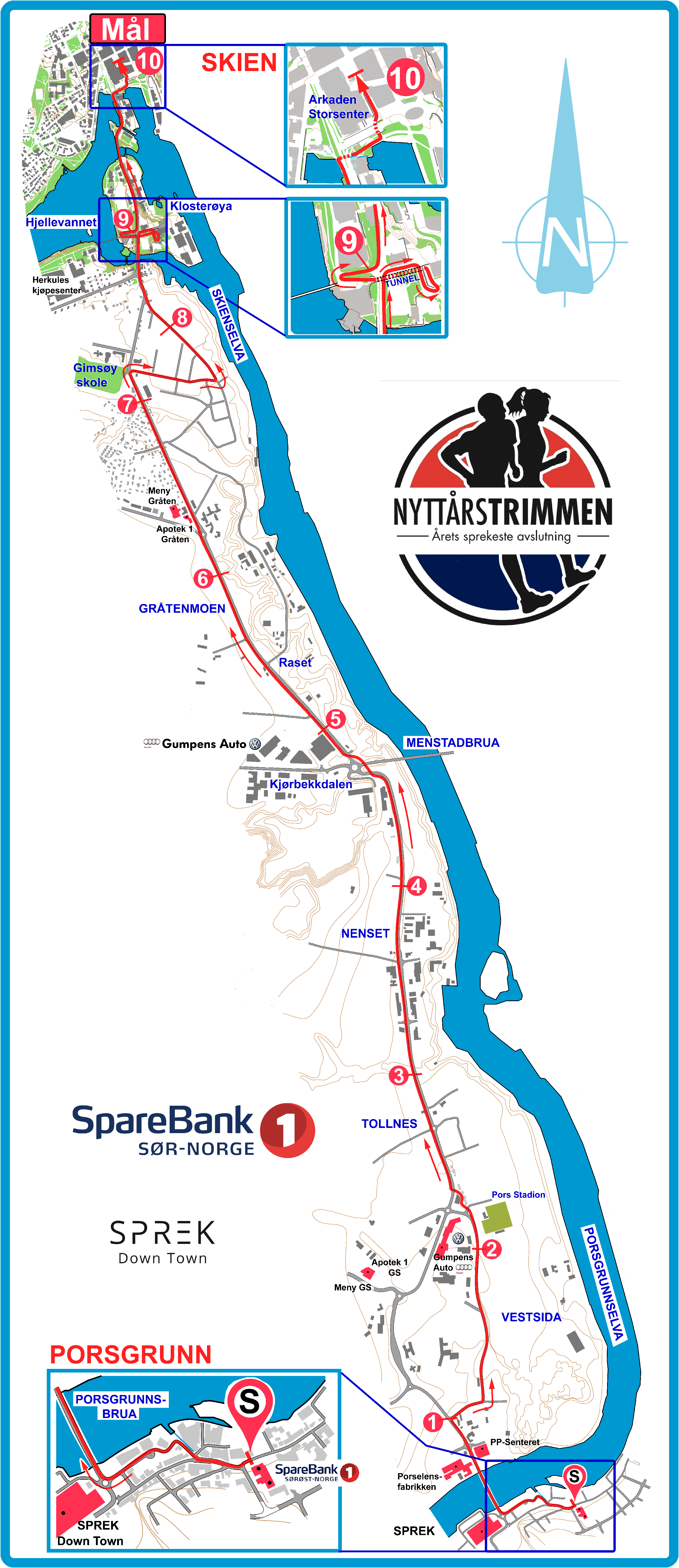 Nyttårsstrimmen - 10K course map